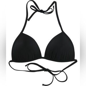 Aerie Perky Triangle String Bikini Top Medium Black Push Up